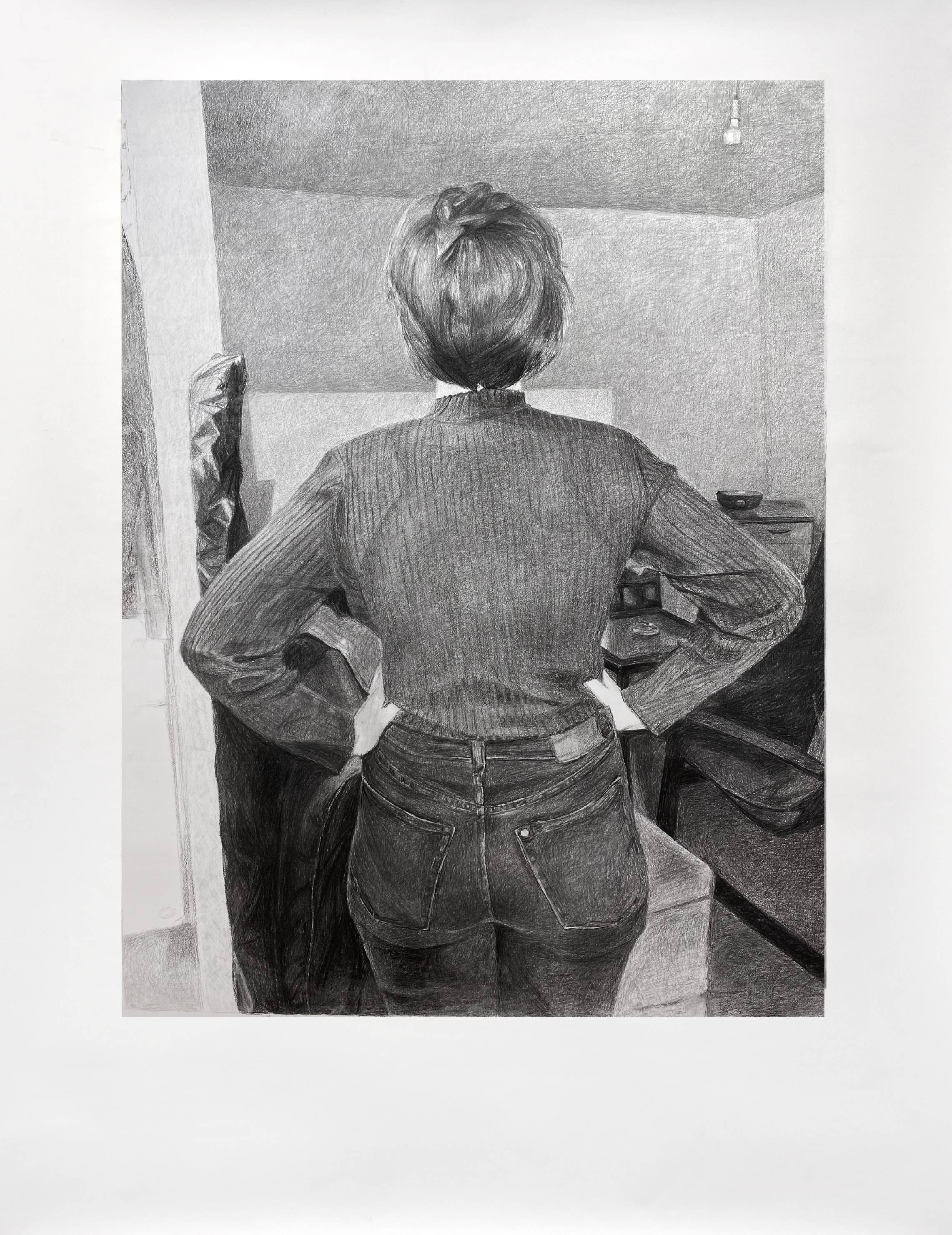 Self-portrait, Charcoal on paper