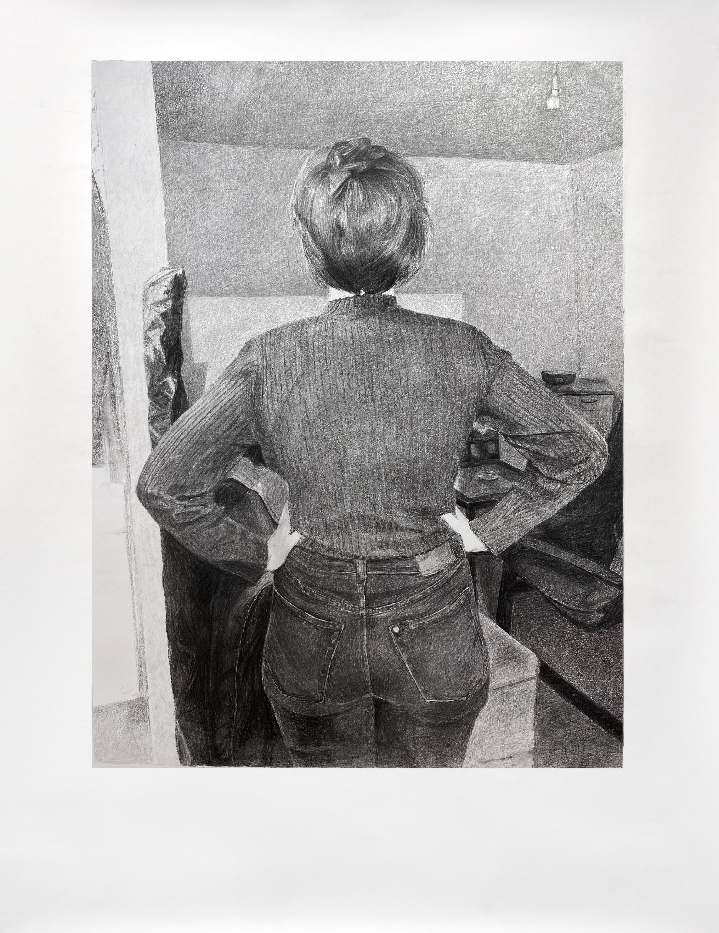 Self-portrait, Charcoal on paper